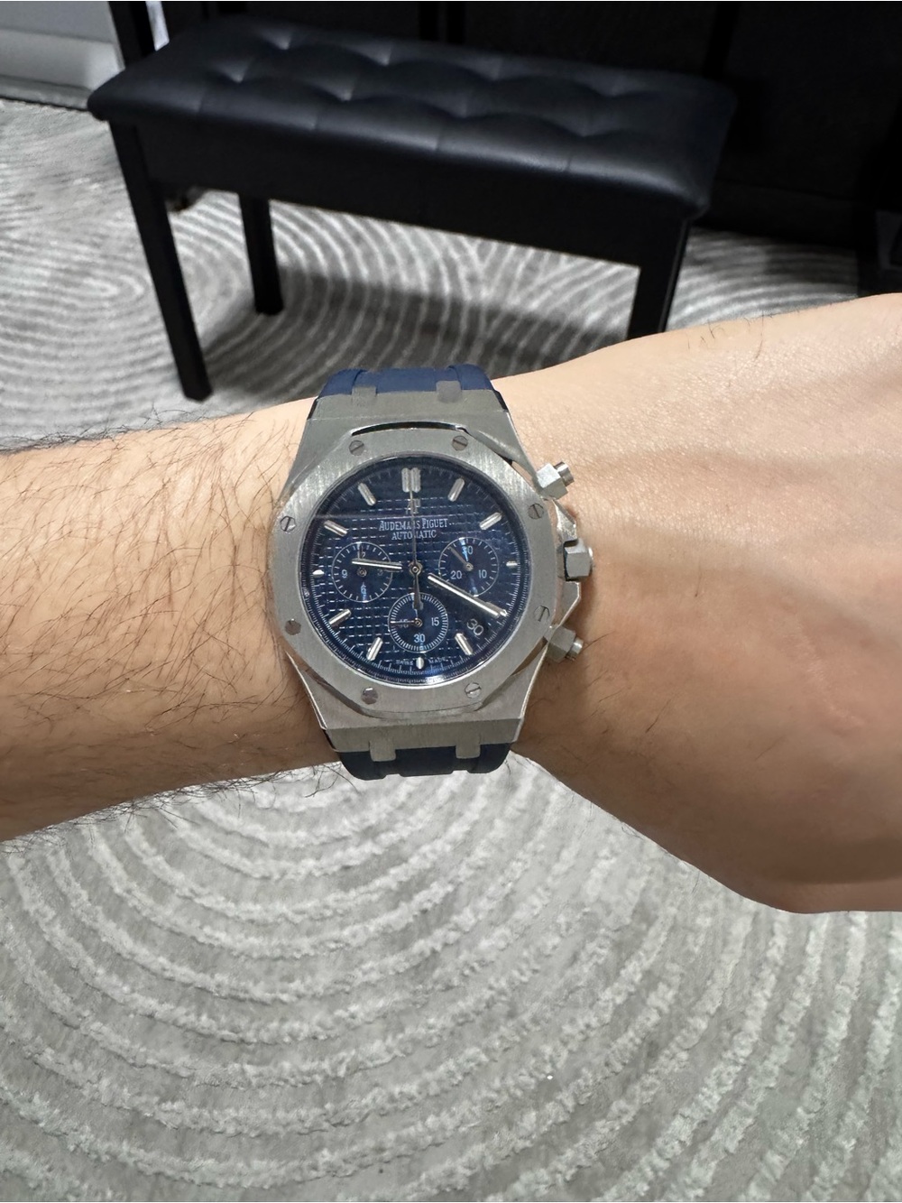 Audemars Piguet Blue Dial Steel Chronograph with Blue Strap